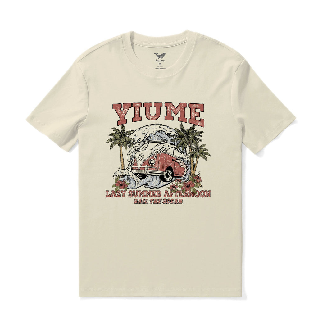 Sail the Ocean men's crew neck cotton t-shirt with tropical design