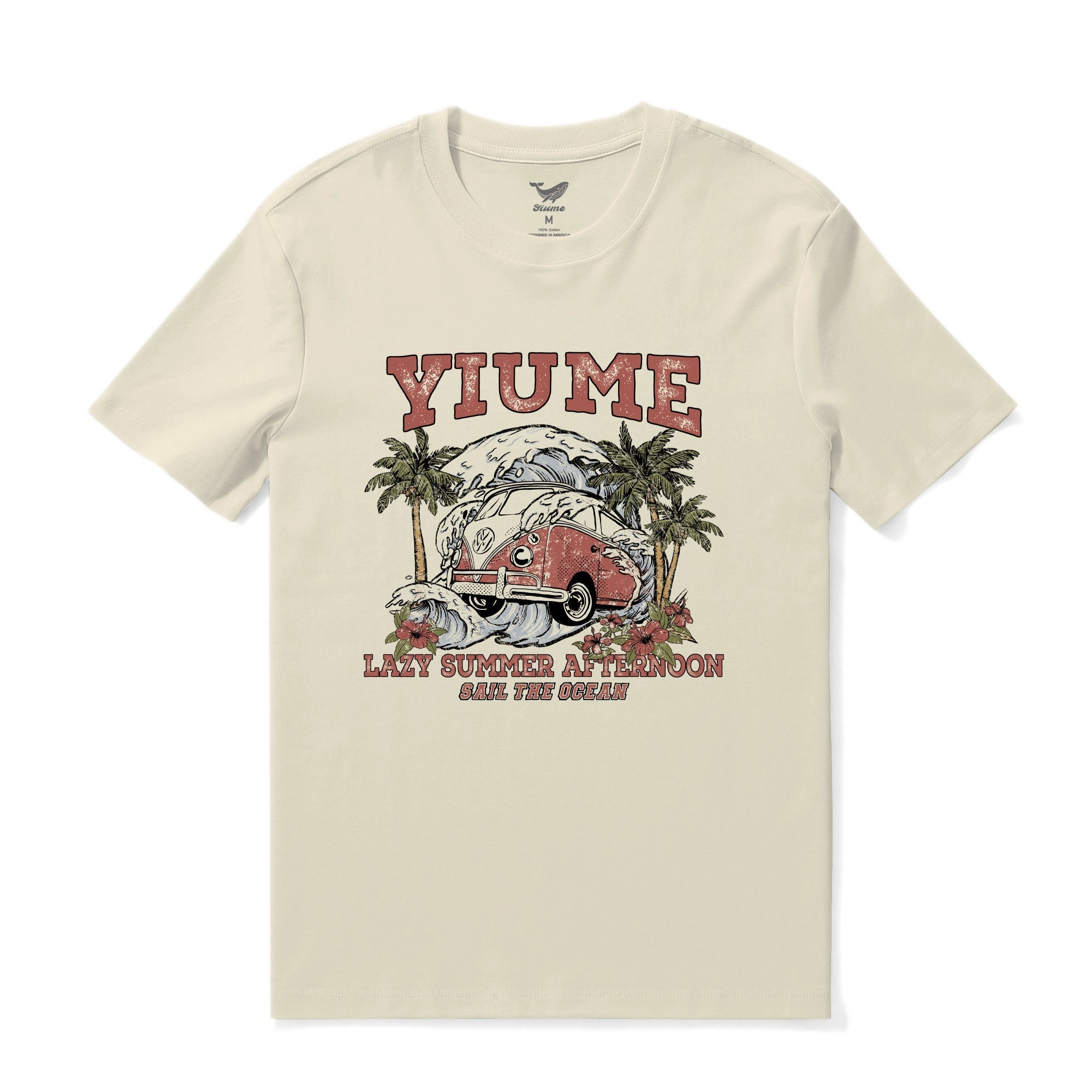 Sail the Ocean men's crew neck cotton t-shirt with tropical design