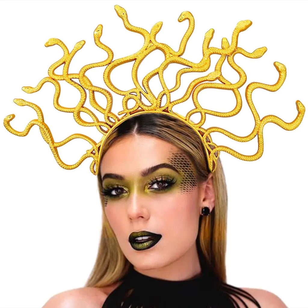 BARTOSI Medusa Costume Headband Gold Snake Headpiece Halloween Costume Hair Accessories for Women