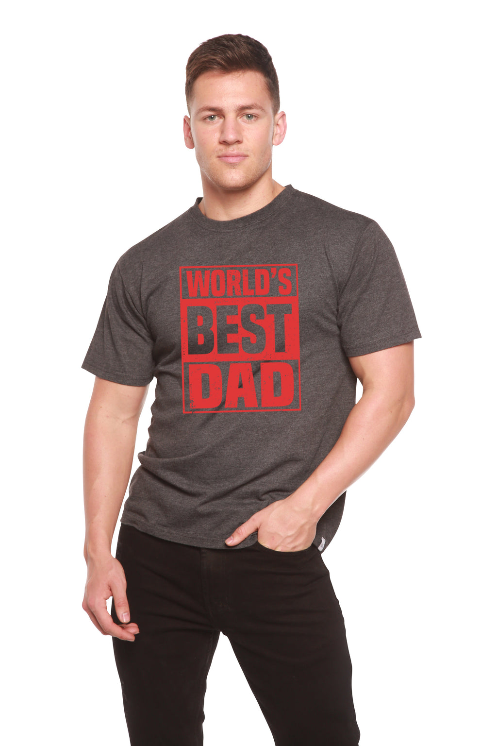 World's Best Dad Men's Bamboo Viscose/Organic Cotton Short Sleeve Graphic T-Shirt