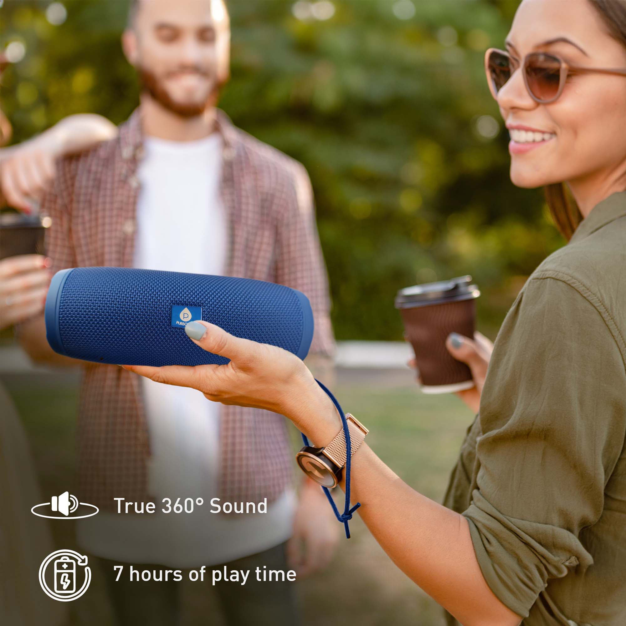Pursonic Outdoor Essentials Bundle – 2-in-1 Bluetooth Water Bottle, Peak Wireless Speaker, and LED Portable Solarsync Power Bank