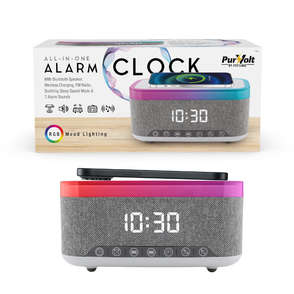 Wireless Alarm Clock Speaker with Built-in Charger and Earbuds - Image 6