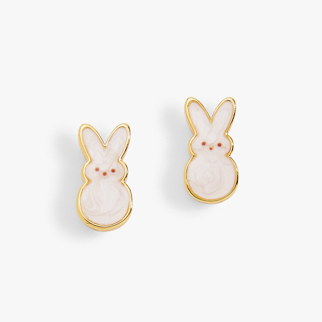 PEEPS® White Pearlized Bunny Stud Earrings with Enamel Finish
