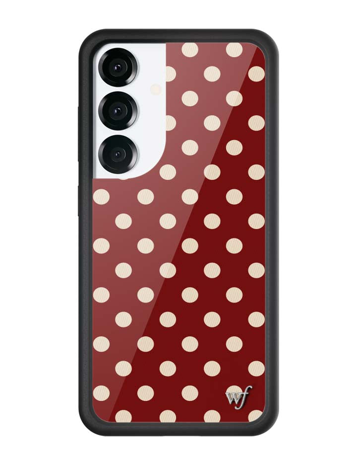 Burgundy and Cream Polka Dot Protective Samsung Galaxy Case