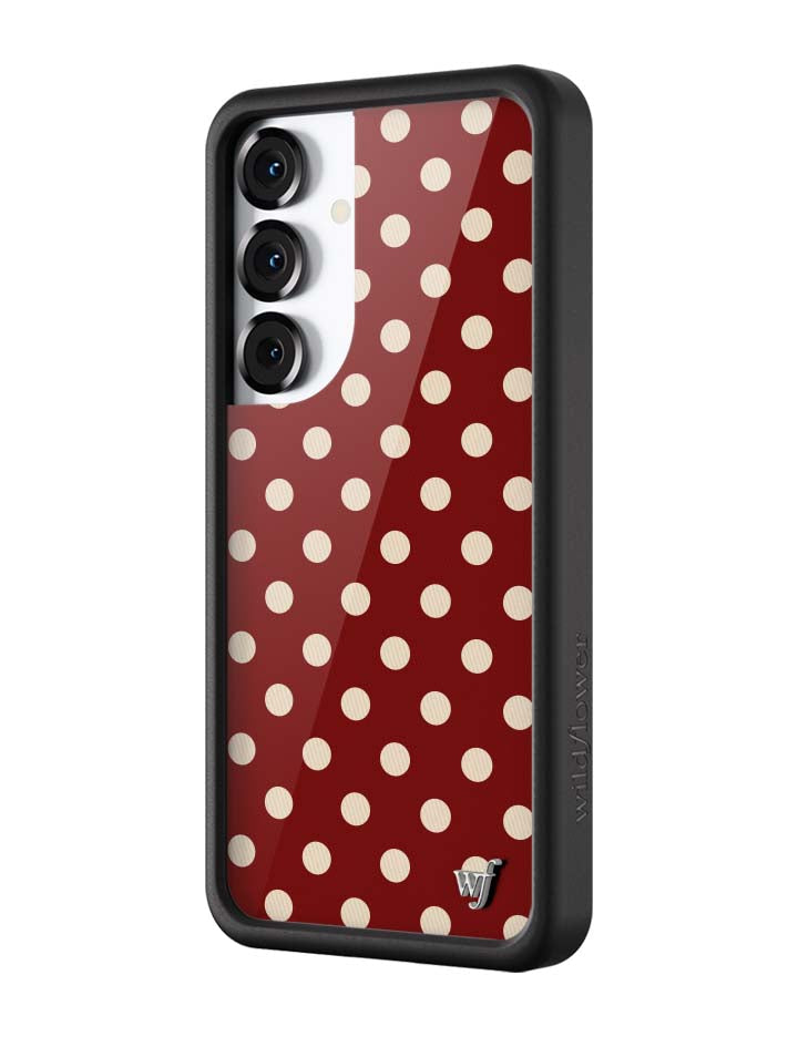 Burgundy and Cream Polka Dot Protective Samsung Galaxy Case