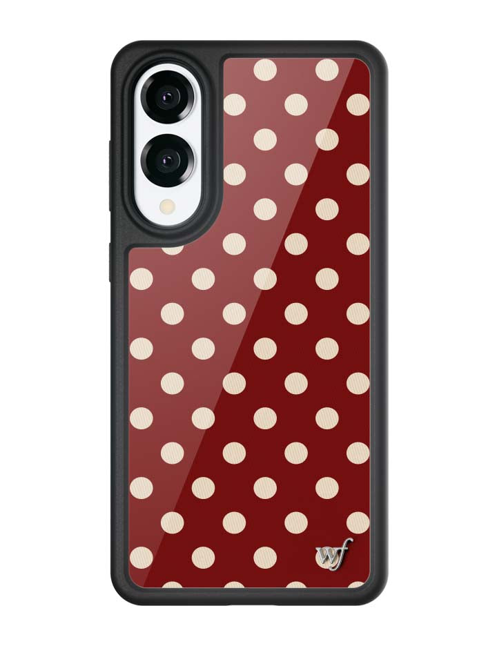 Burgundy and Cream Polka Dot Protective Samsung Galaxy Case