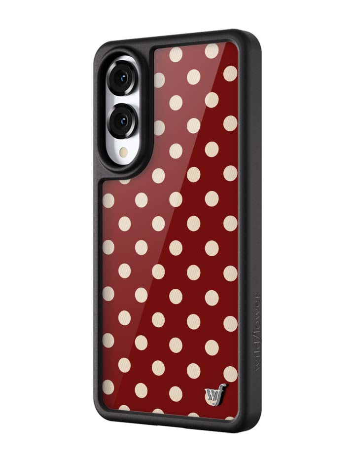 Burgundy and Cream Polka Dot Protective Samsung Galaxy Case