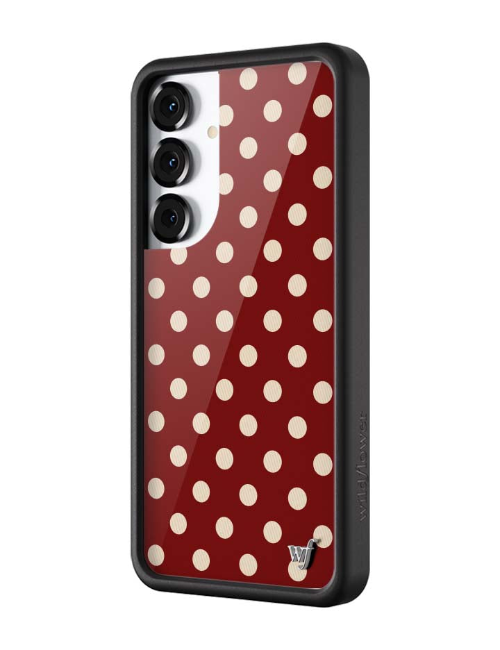 Burgundy and Cream Polka Dot Protective Samsung Galaxy Case