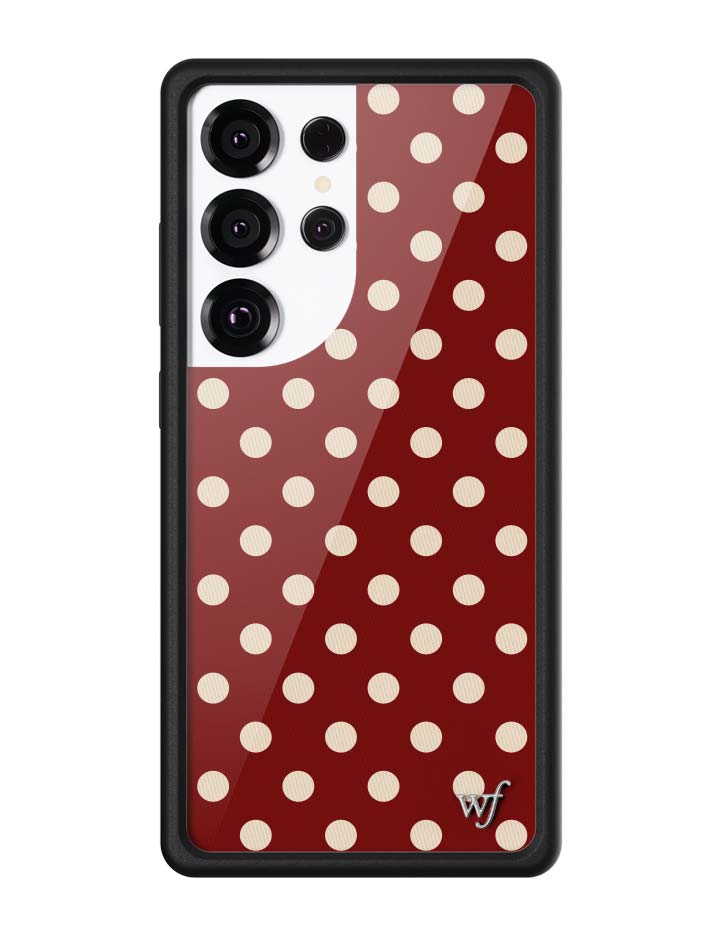 Burgundy and Cream Polka Dot Protective Samsung Galaxy Case