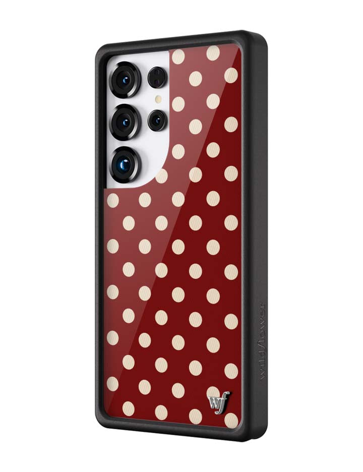 Burgundy and Cream Polka Dot Protective Samsung Galaxy Case
