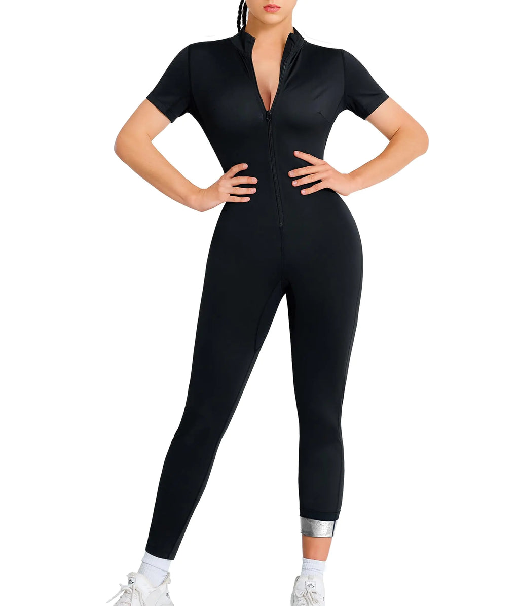 Junlan Sauna Suit Women Full Body Sauna Sweat Suit(SilverMedium)