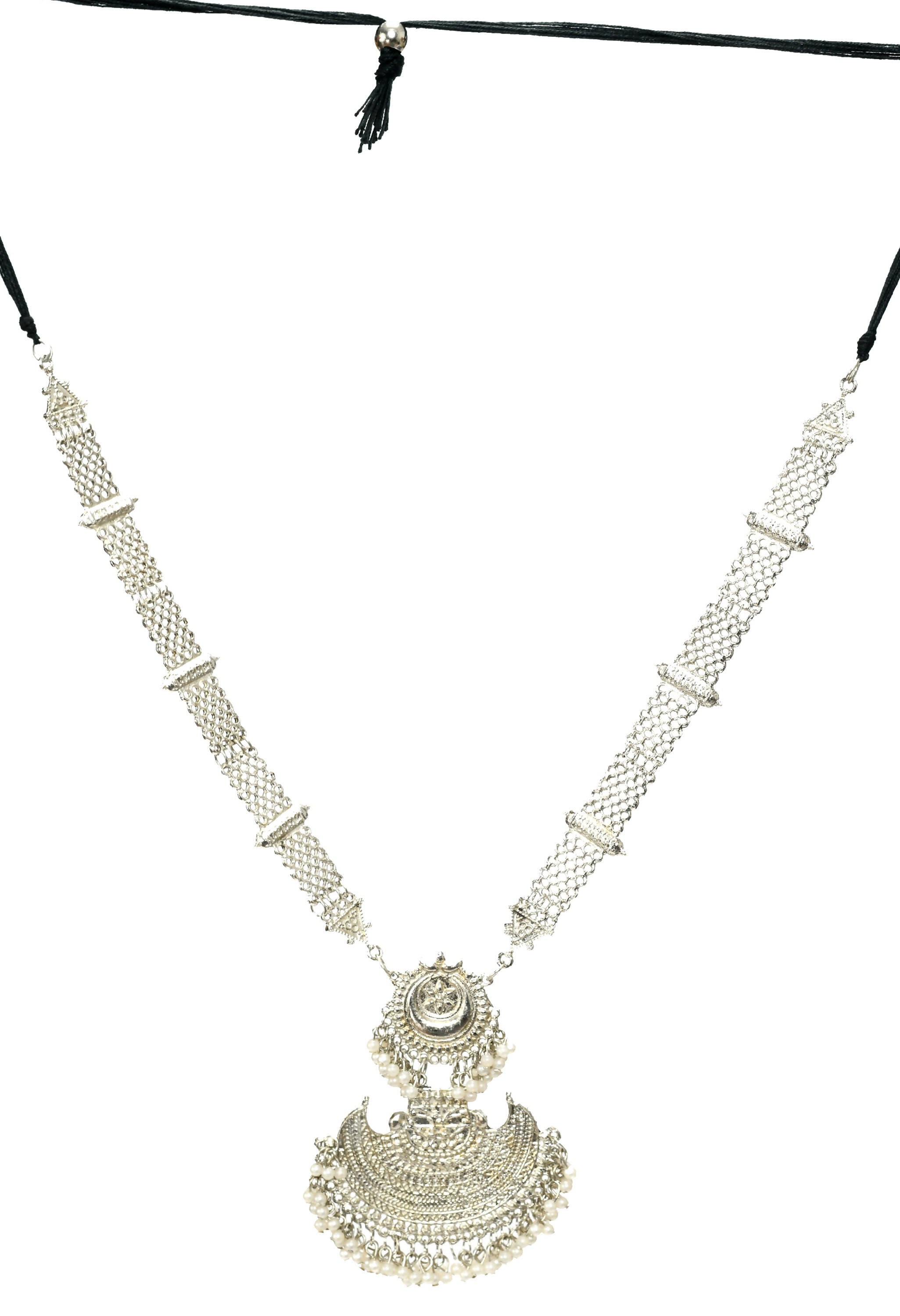 Silver-Plated Brass Rani Haar Statement Necklace for Women