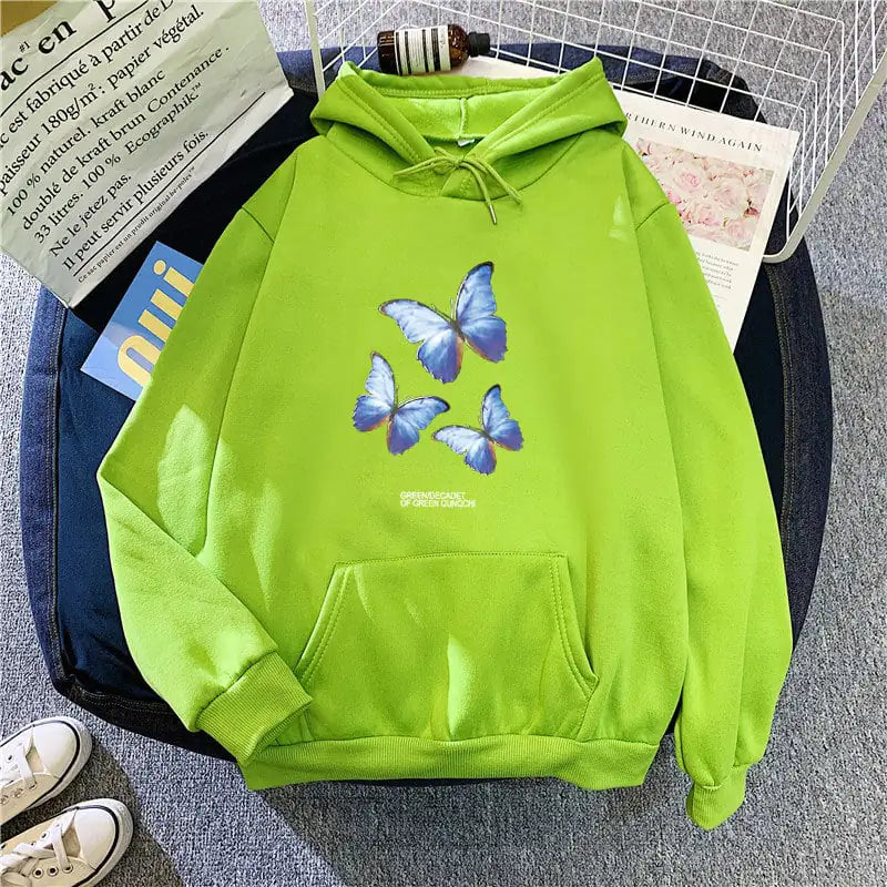 Women's Butterfly Graphic Fleece Pullover Hoodie Long Sleeve - Image 21