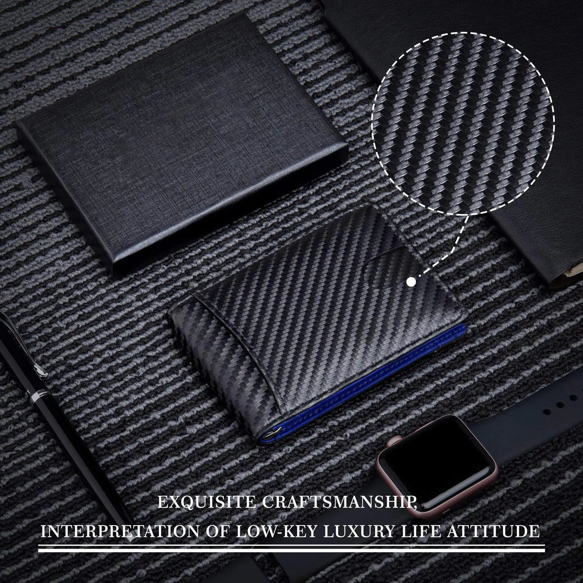 Men's Carbon Fiber Wallet with Anti-Theft Money Clip