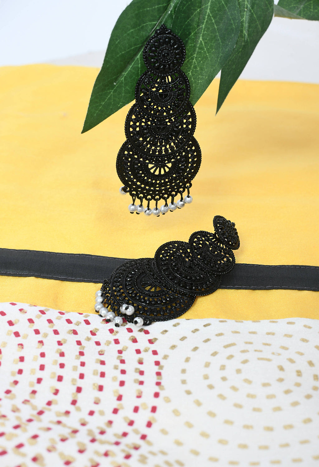 Black Statement Earrings Modern Ethnic Design for Women