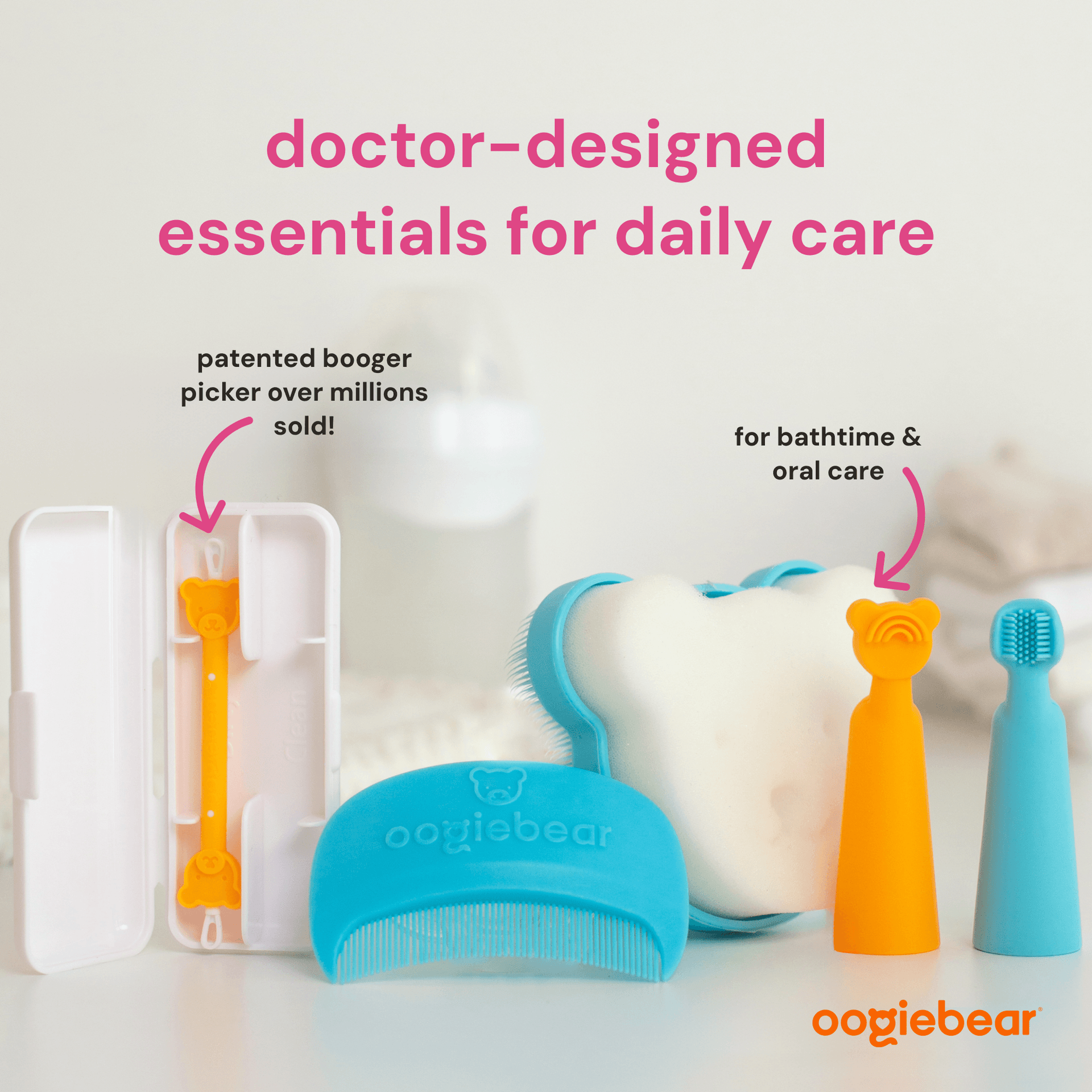 7-Piece Baby Essentials Daily Care Kit in Teal, Orange, White