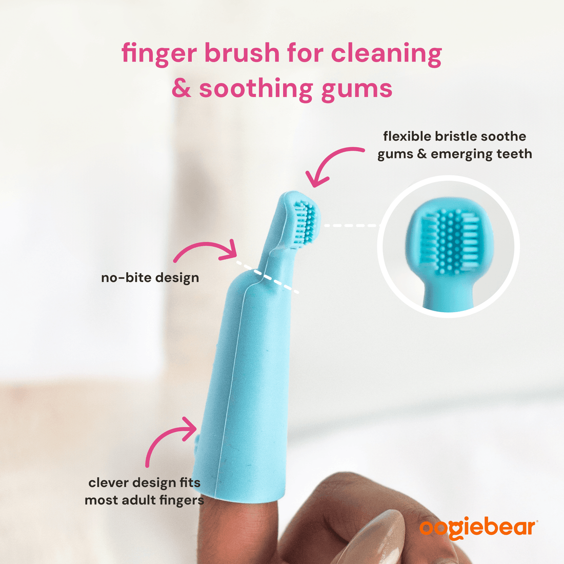 Baby Finger Toothbrush and Tongue Scraper Set - Blue/Orange
