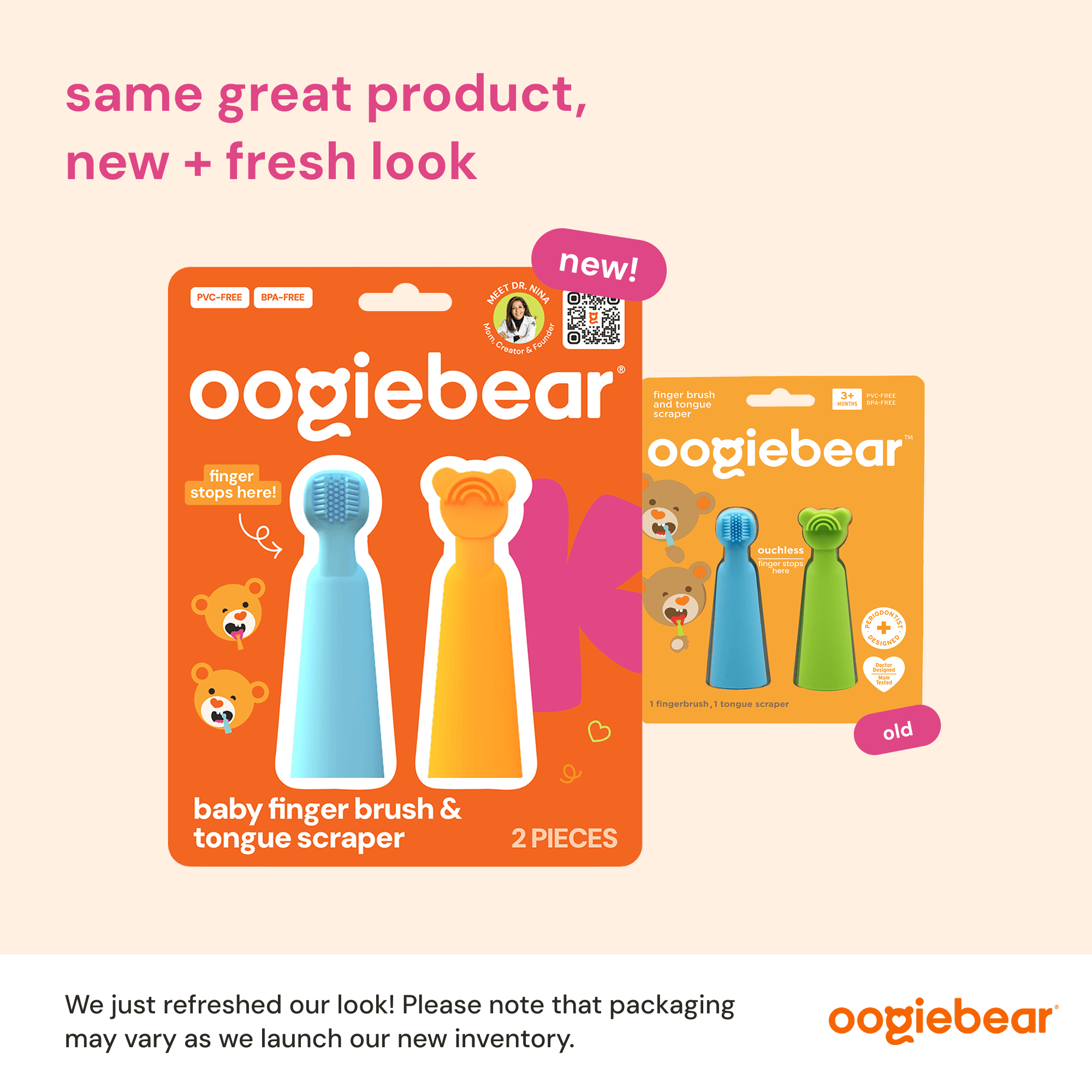 Baby Finger Toothbrush and Tongue Scraper Set - Blue/Orange
