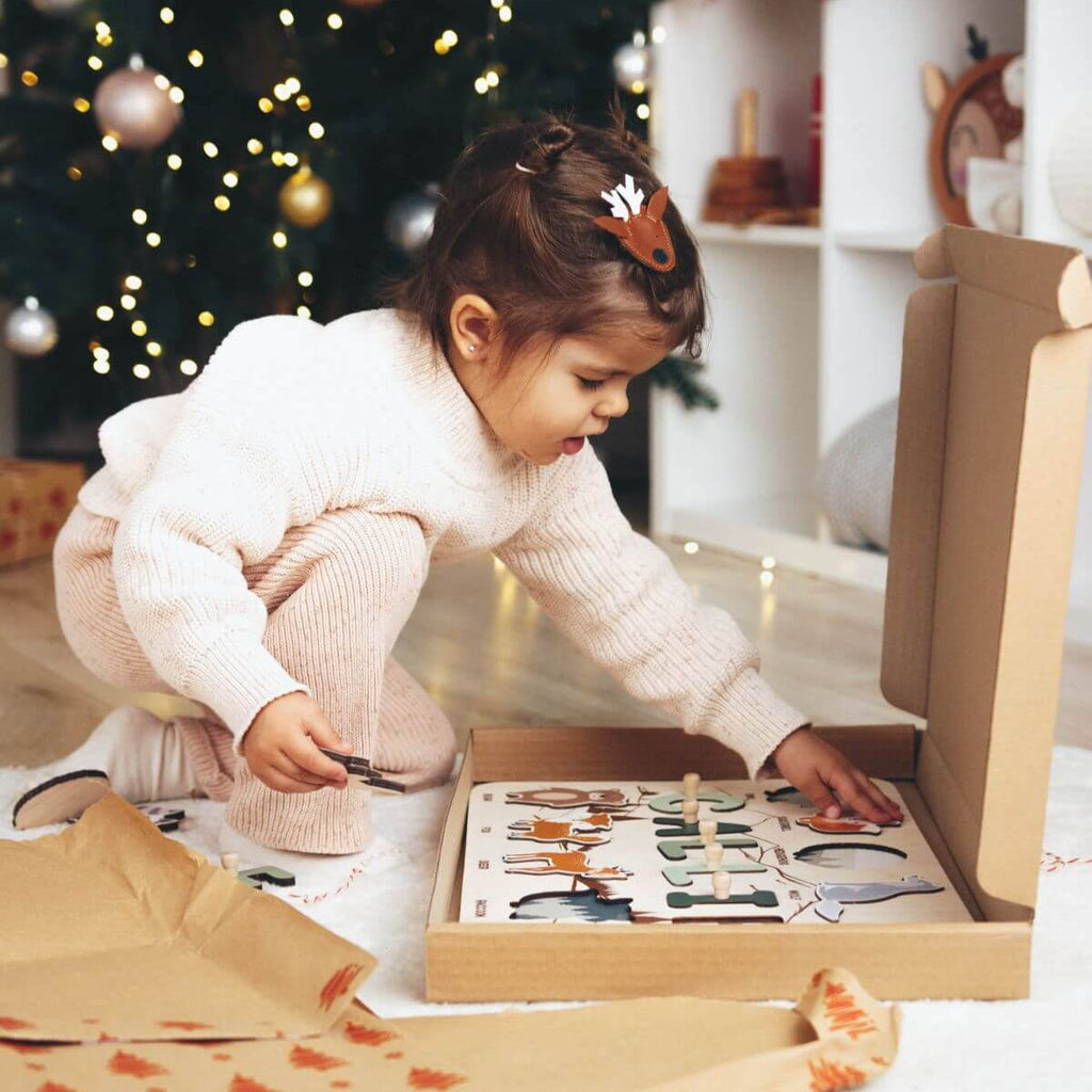 Personalized Woodland Name Puzzle - Baby's First Christmas Gift