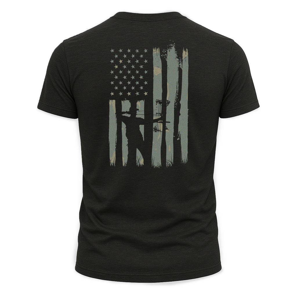 American Bowhunter Unisex Patriotic Outdoor Tee - Black & Grey