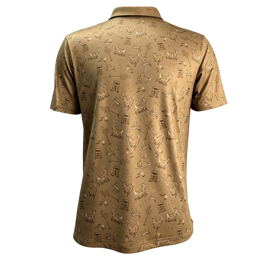 Antler Club Performance Golf Polo Shirt - Moisture Wicking Tan