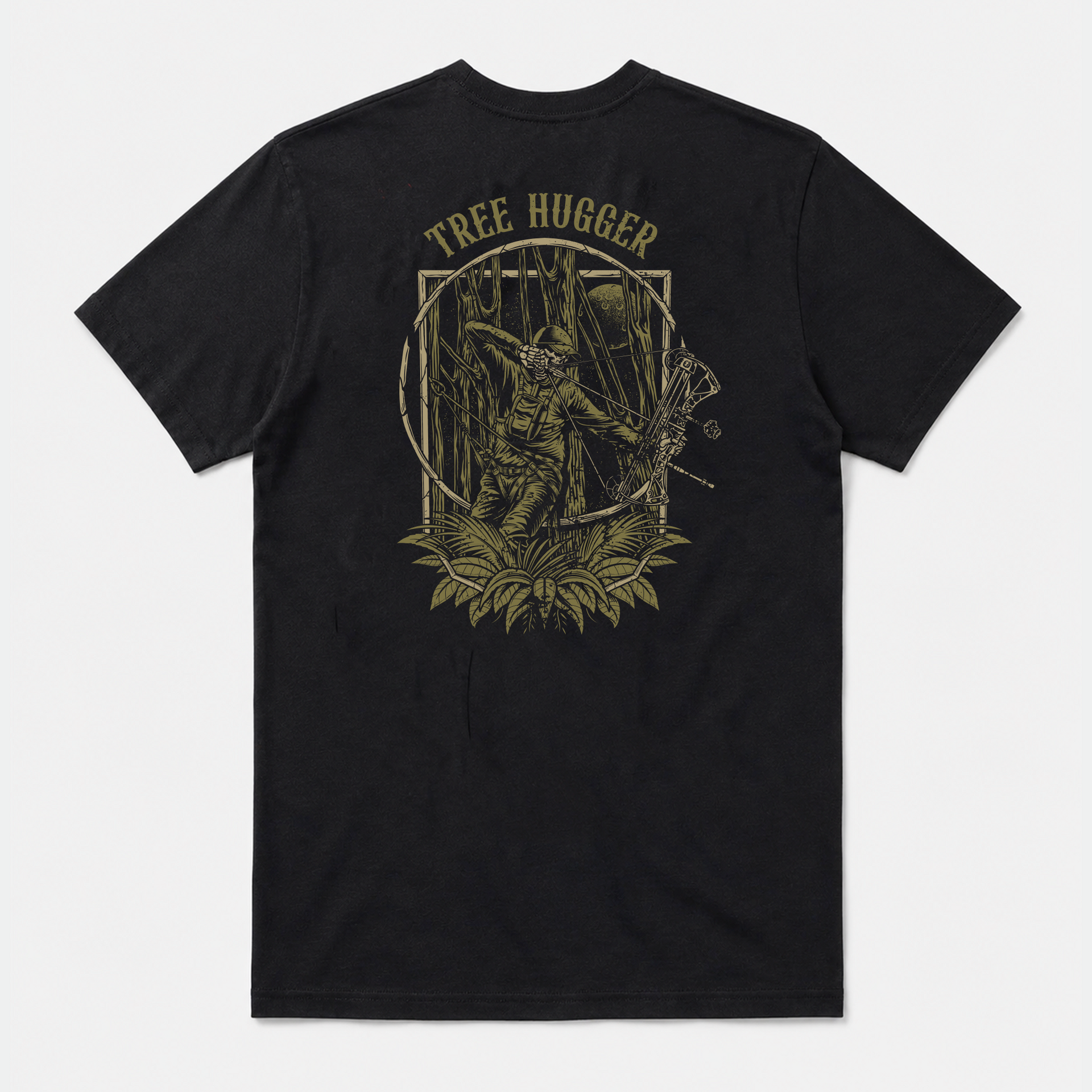 Tree Hugger Graphic Outdoor Tee - Black and Olive Green