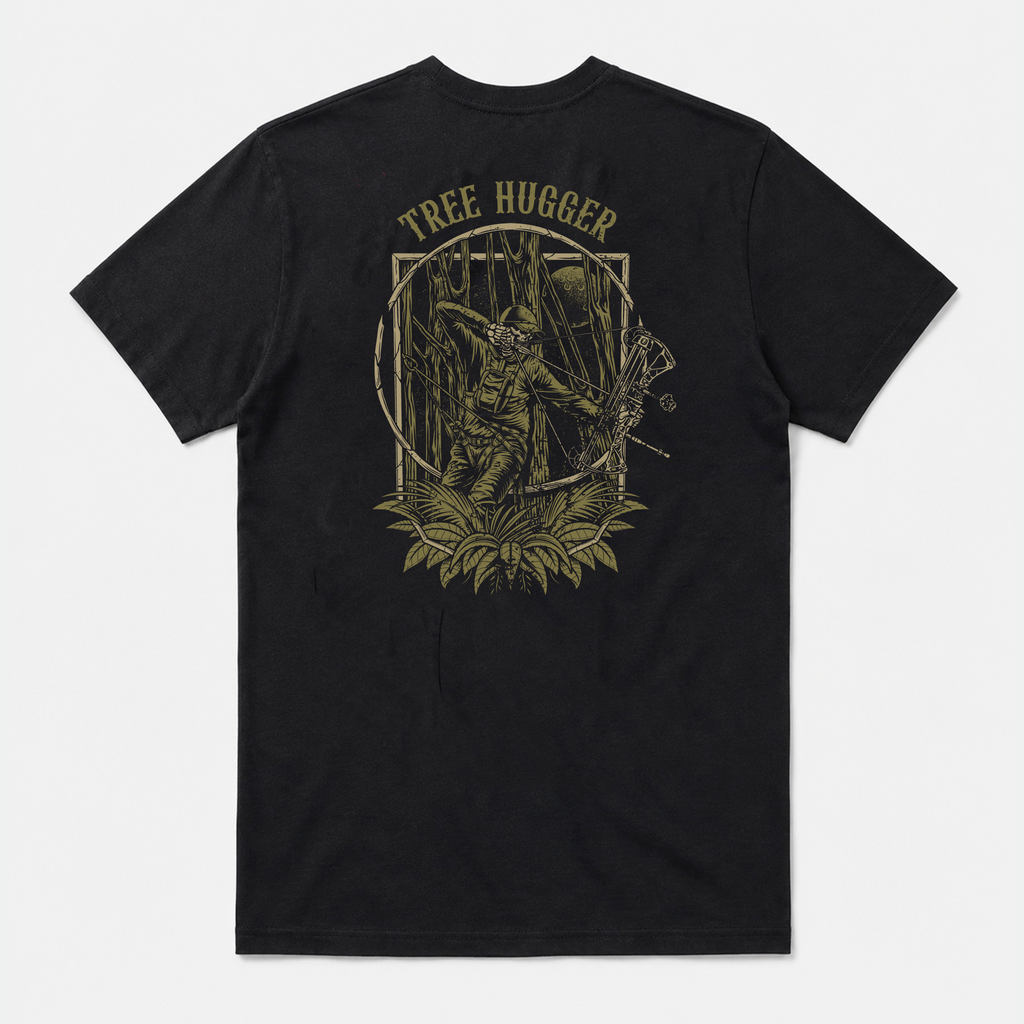 Tree Hugger Graphic Outdoor Tee - Black and Olive Green