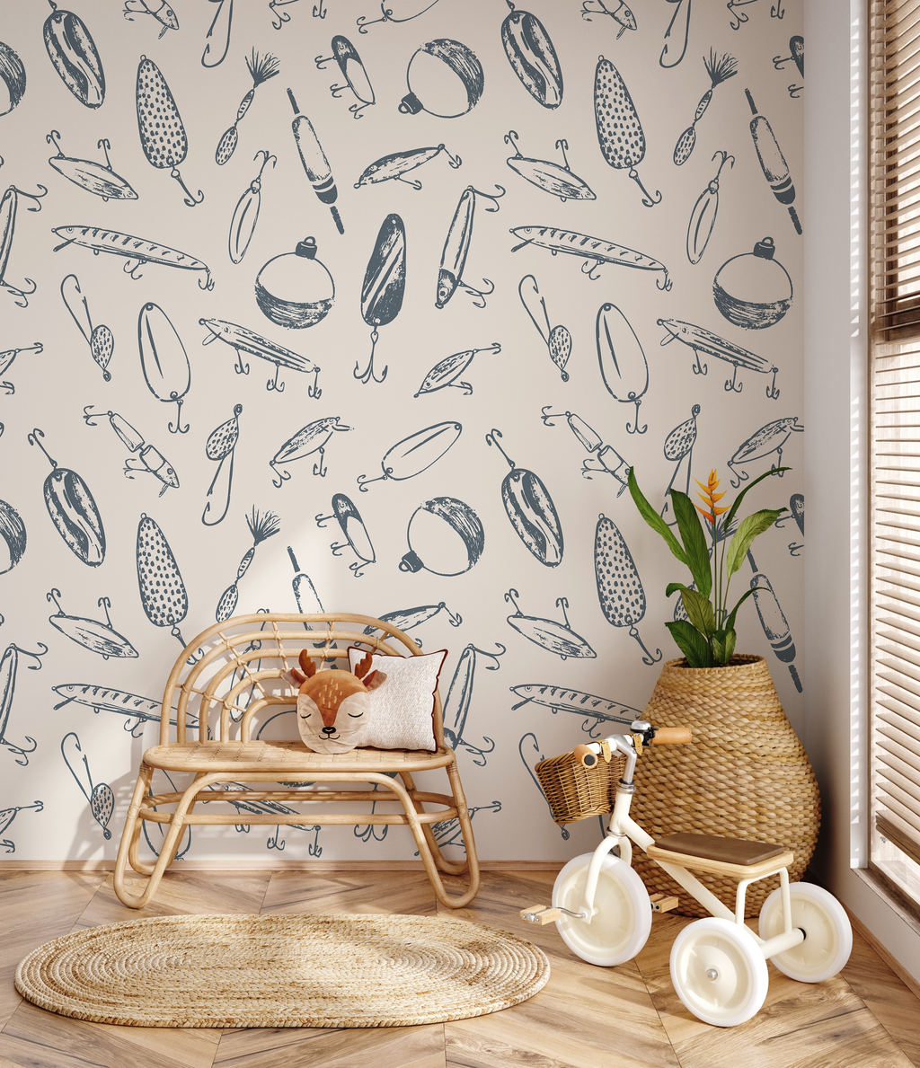 Bait Removable Peel and Stick Wallpaper by Kim Hallquist Designs