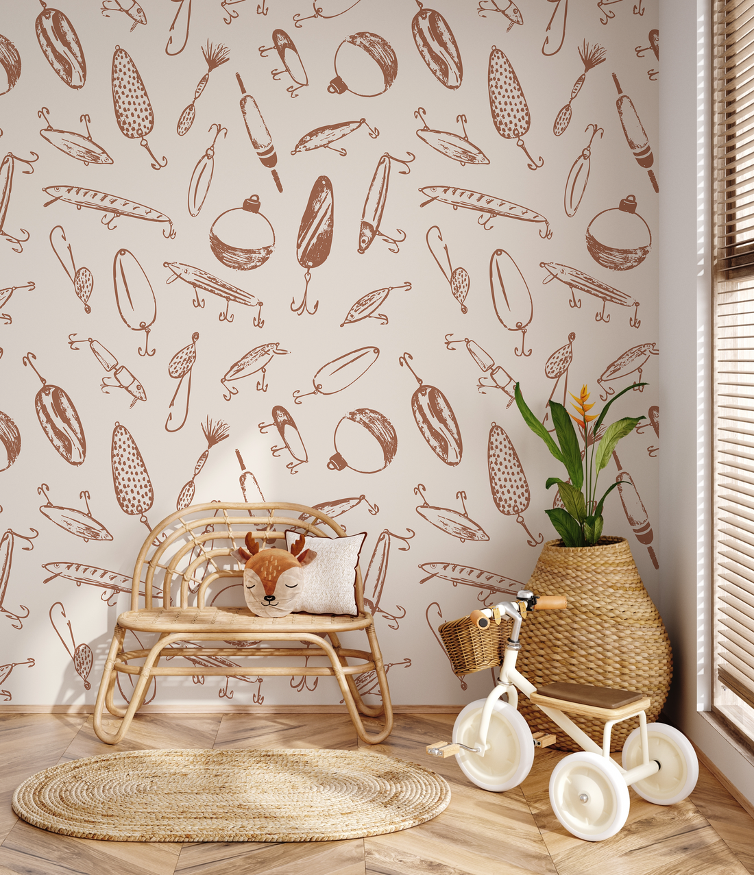 Bait Removable Peel and Stick Wallpaper by Kim Hallquist Designs