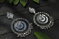 Silver-toned geometric mirror earrings with a Paki design for ethnic-fusion style
