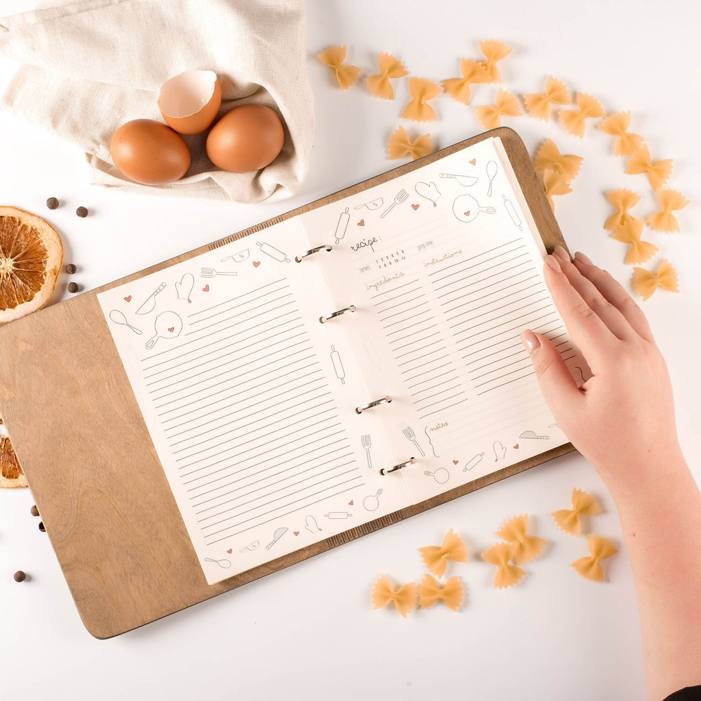 Bakery Style Wooden Recipe Book for Family Keepsakes