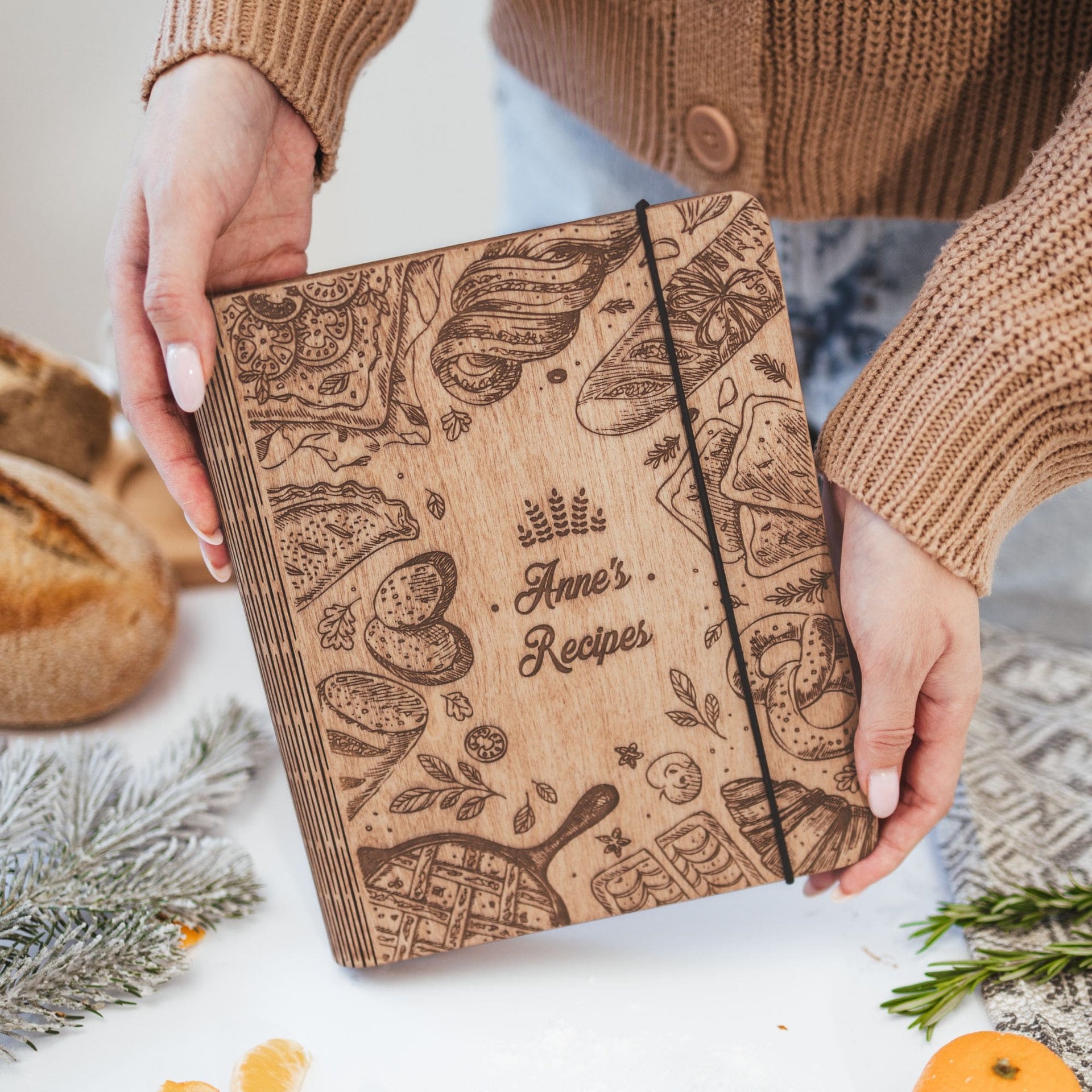 Bakery Style Wooden Recipe Book for Family Keepsakes