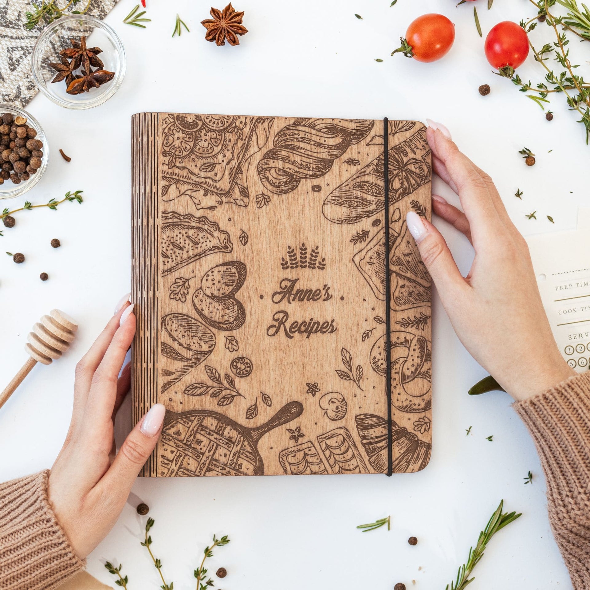 Bakery Style Wooden Recipe Book for Family Keepsakes