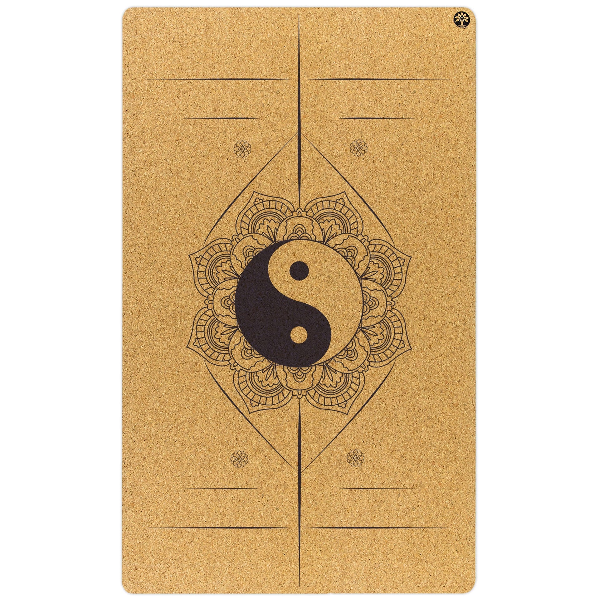 Nomad XL extra-large cork yoga mat in tan, green, and black, ideal for home studio practices