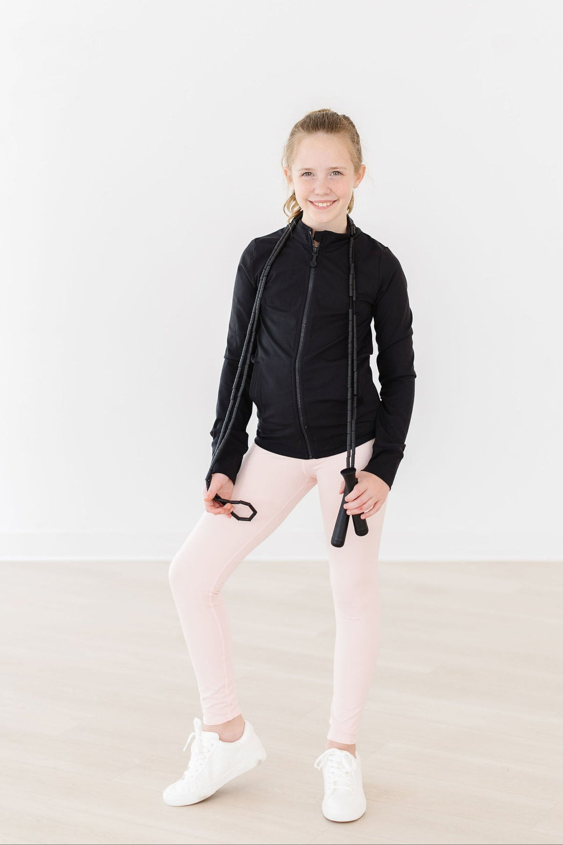 SALE Balanced Black Full-Zip Ruffle Active Jacket