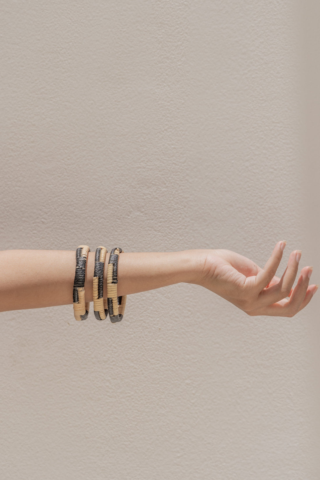 Black Motif Rattan Bangle