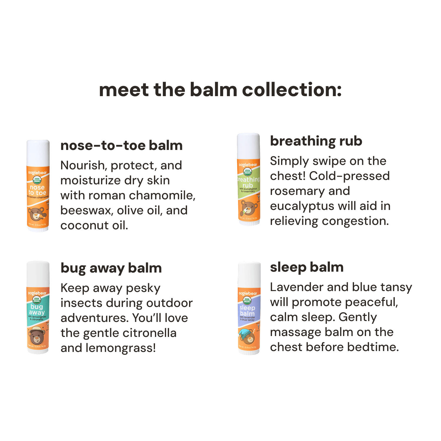 oogiebear 4-pack balm collection
