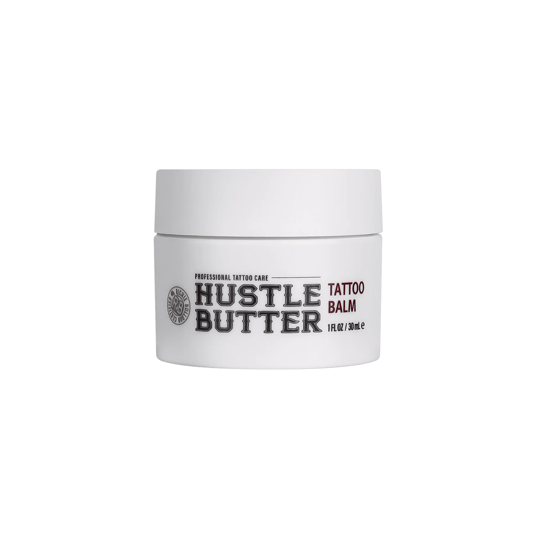 Hustle Butter Deluxe Tattoo Balm white container for professional tattoo aftercare