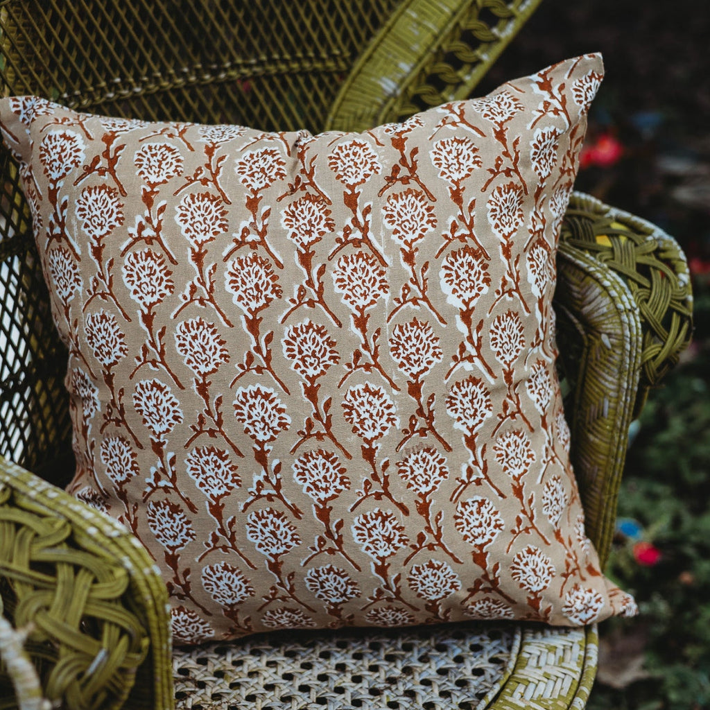 Nikhar Pure Linen Throw Pillow Cover in Chai Brown