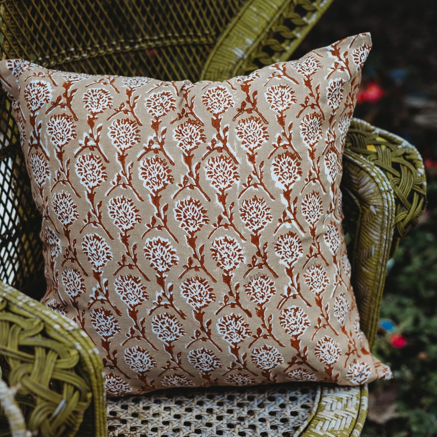 Nikhar Pure Linen Throw Pillow Cover in Chai Brown