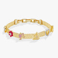Barbie multicharm mesh chain bracelet with gold and silver accents