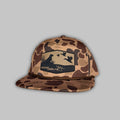 Big Duck Dog camo print rope-style snapback hat for outdoor activities.