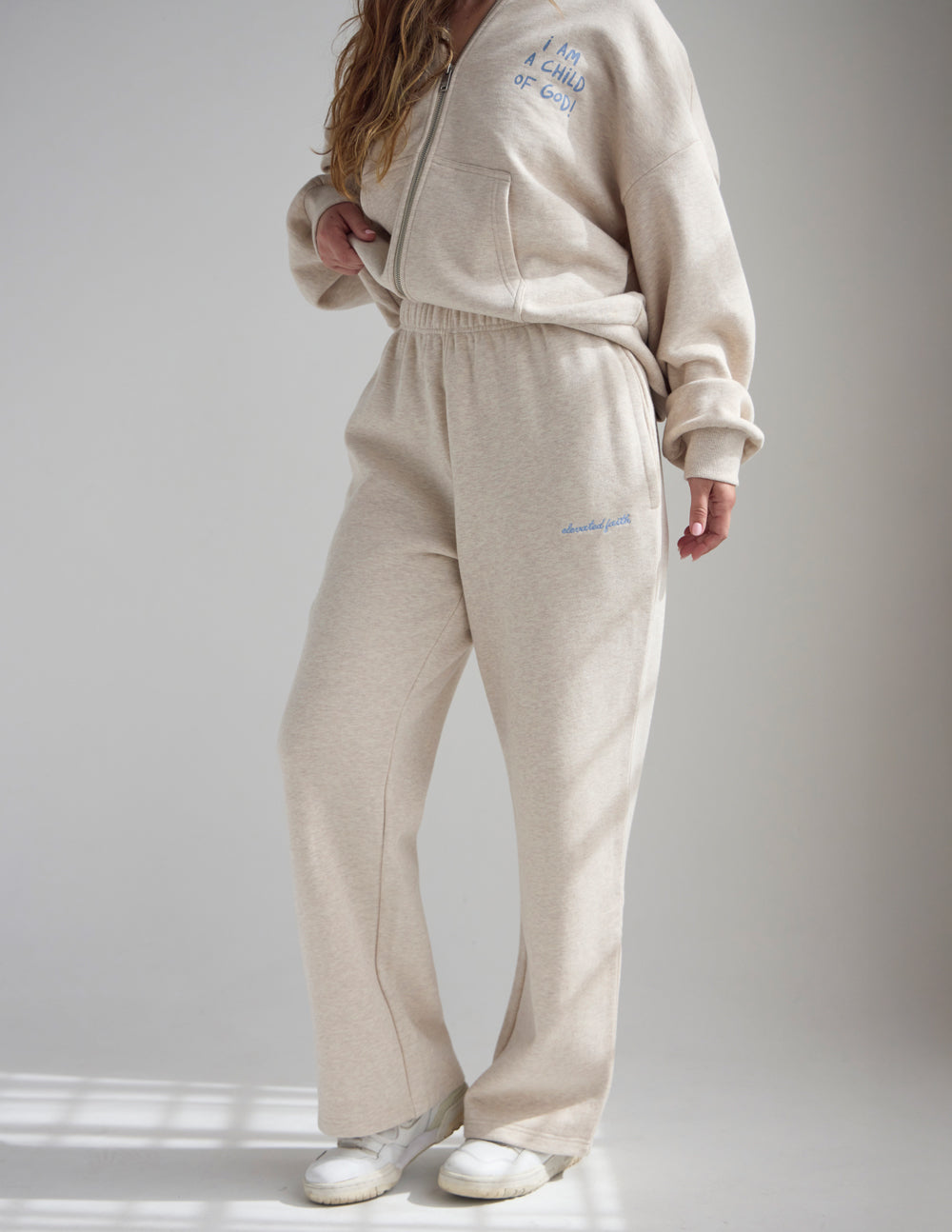 Basics Eggshell Cream Wide Leg Sweatpant Lounge Pants