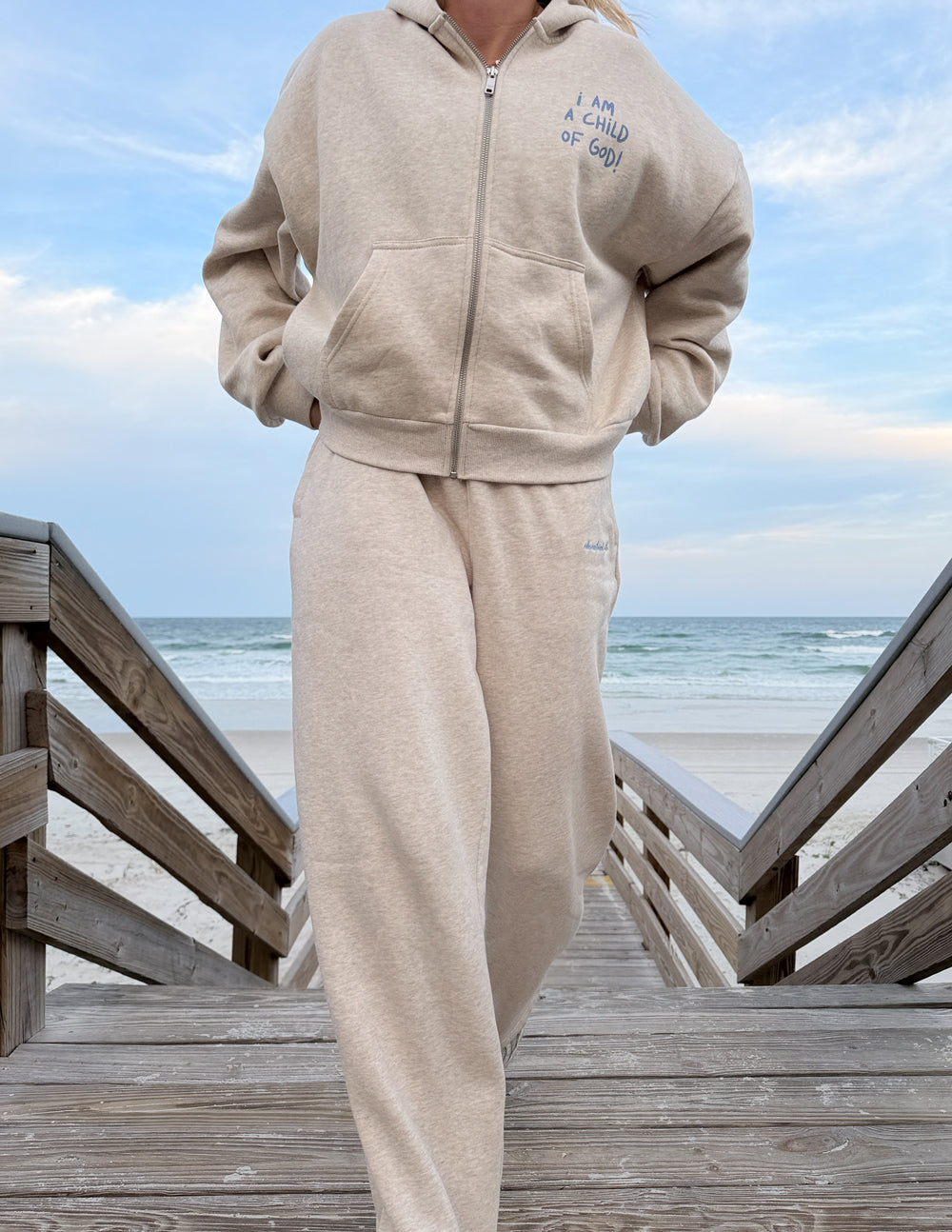 Basics Eggshell Cream Wide Leg Sweatpant Lounge Pants