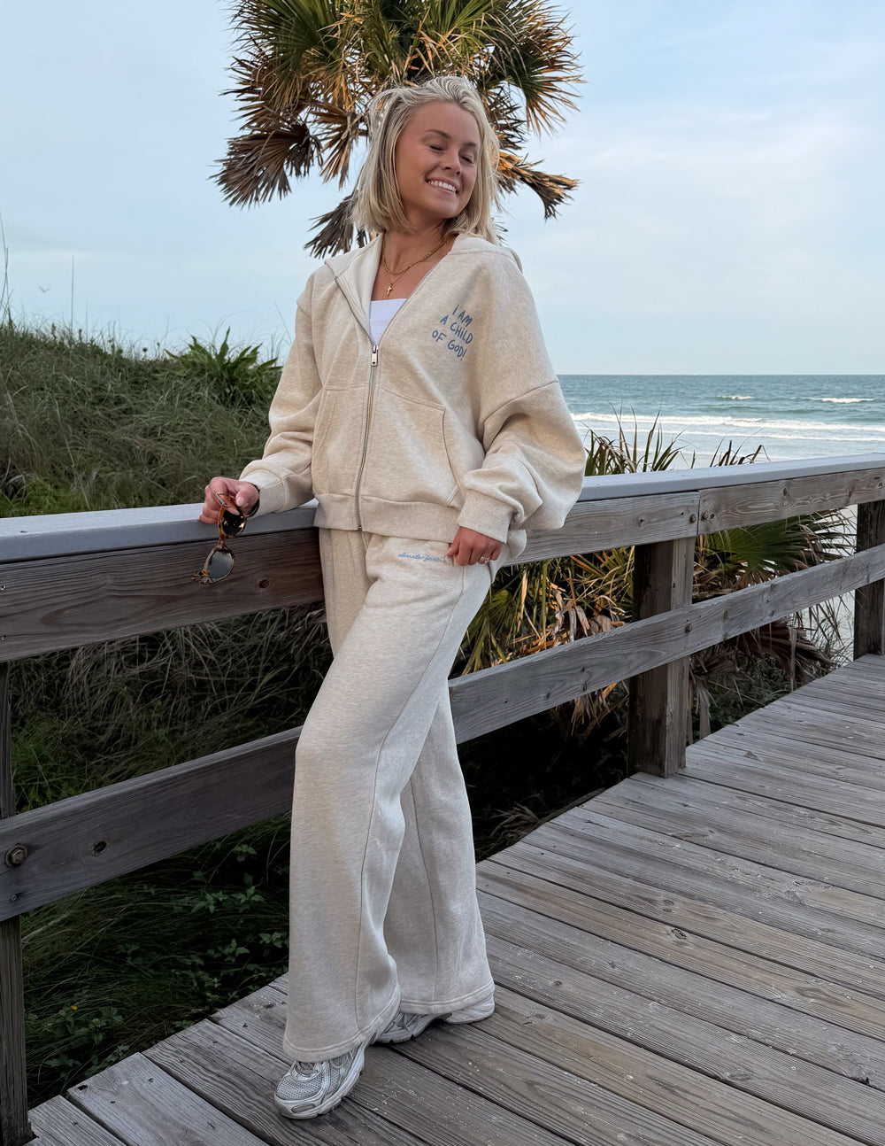 Basics Eggshell Cream Wide Leg Sweatpant Lounge Pants