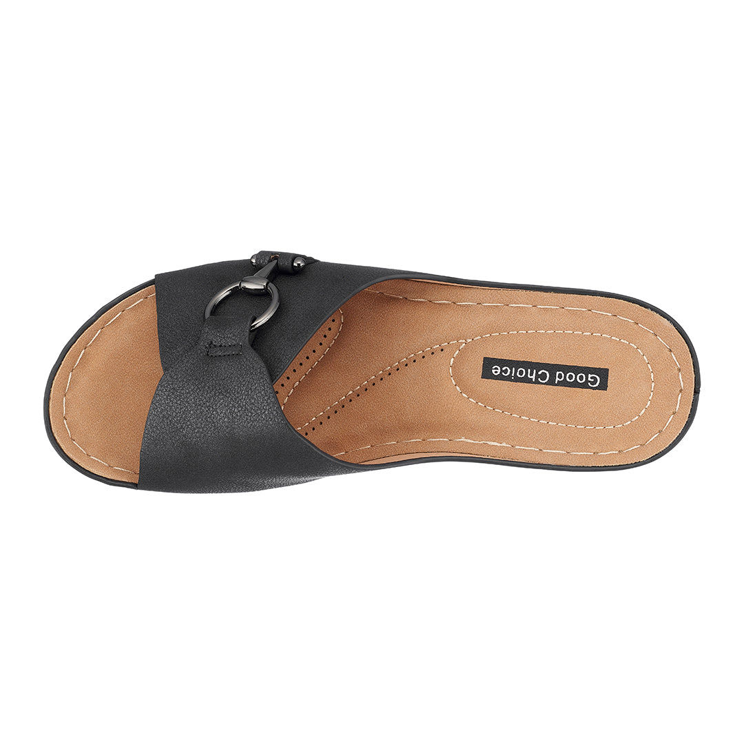 Women's Bay Black Wedge Sandals for Casual Summer Outings