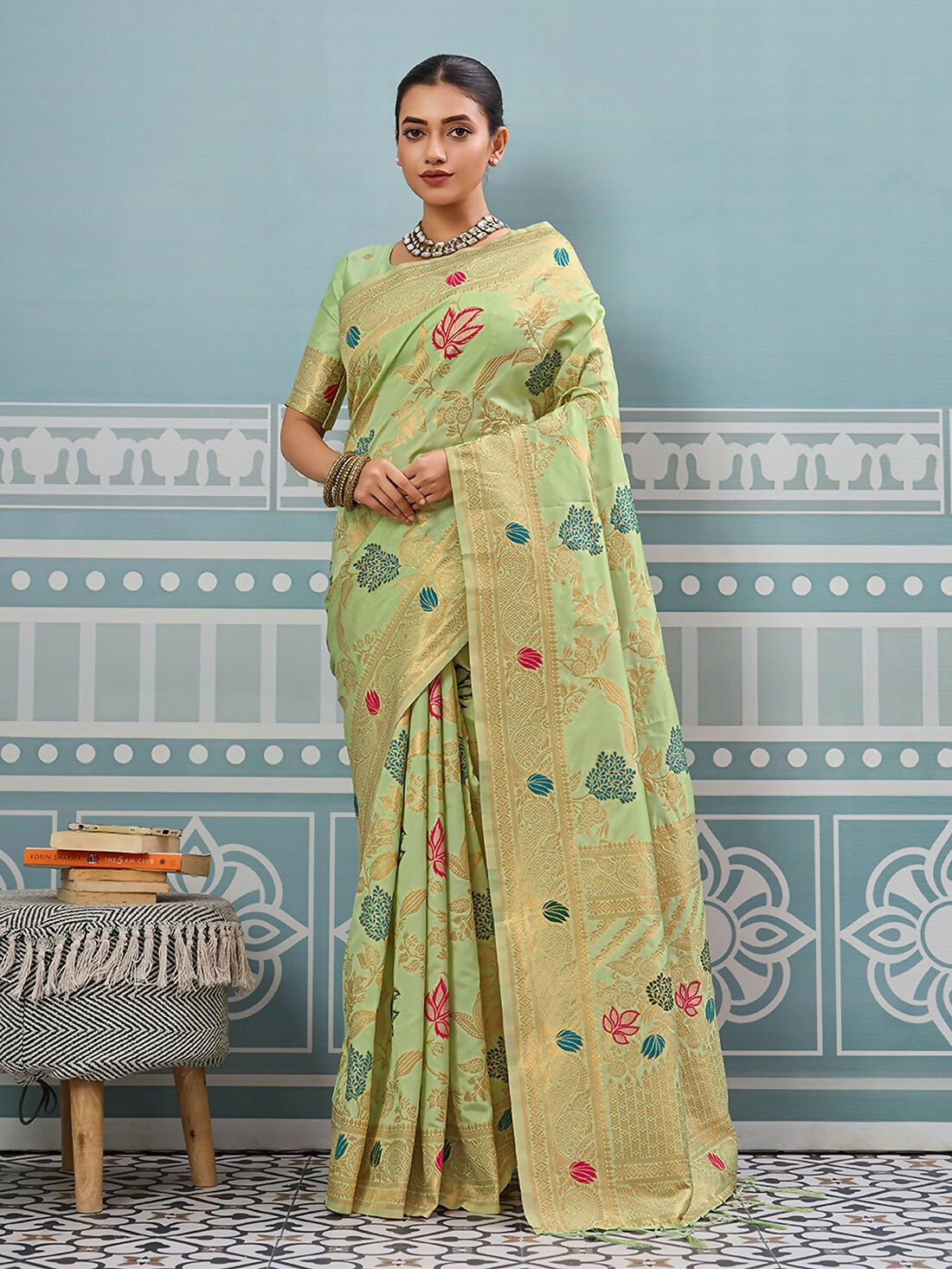 Shree Shyam Fashion Sea Green Silk Saree