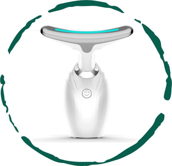 White handheld LED face and neck lifting device with ergonomic design