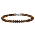 Close-up of a 4MM Tiger’s Eye beaded bracelet with a polished finish, displayed on a neutral background.