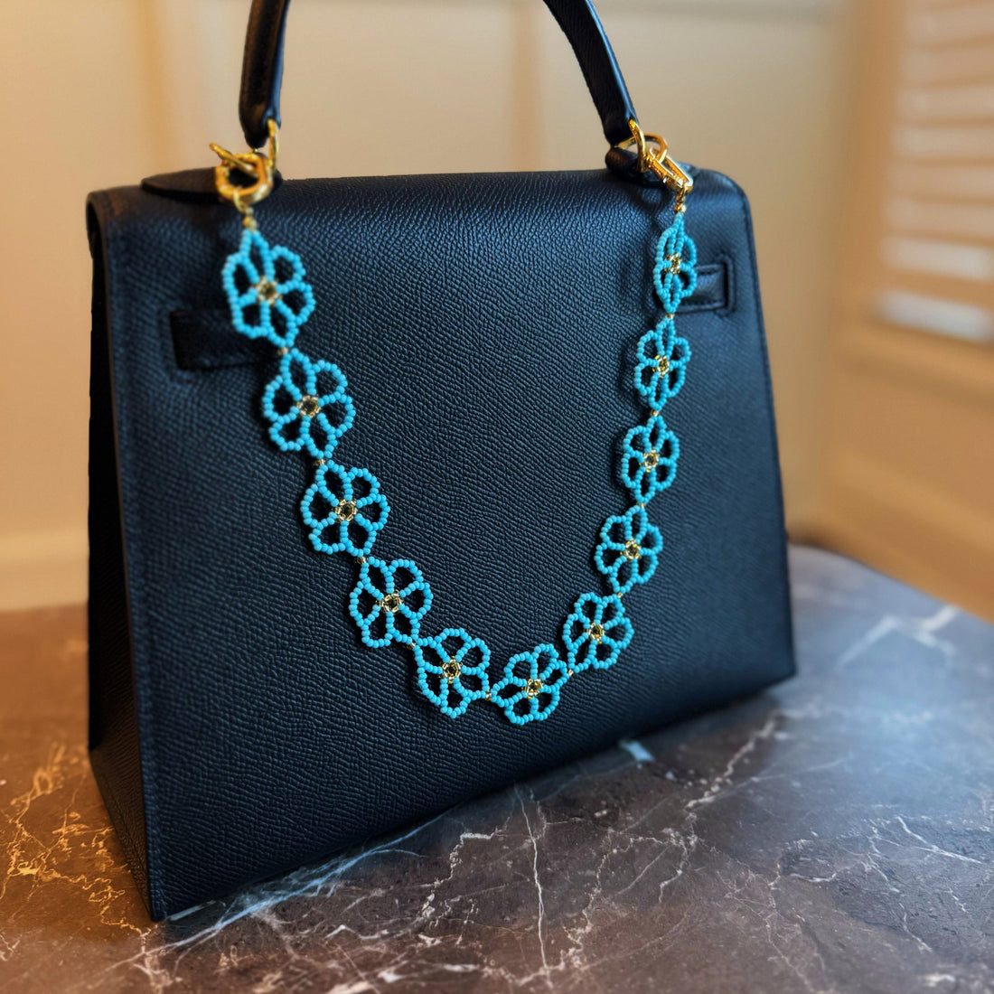 Beaded Flower Bag Charm